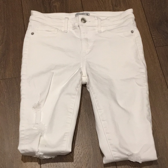 Abercrombie & Fitch Harper Low Rise White Distressed Super Skinny Jeans - Picture 5 of 12